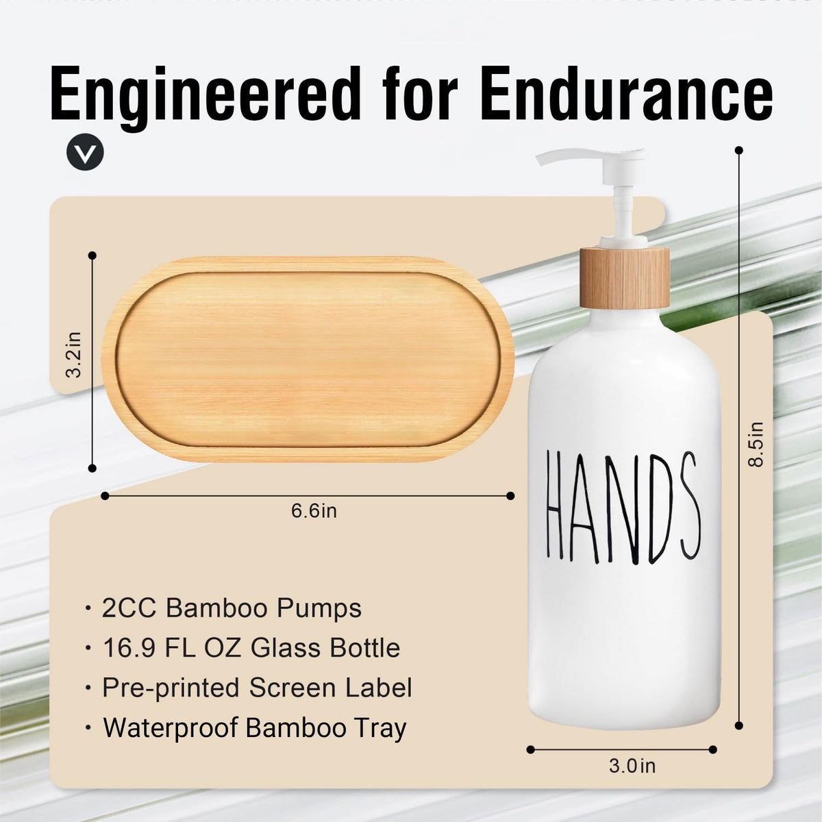 Rustic farmhouse vibe from MOMEEMO white dispenser and tray.