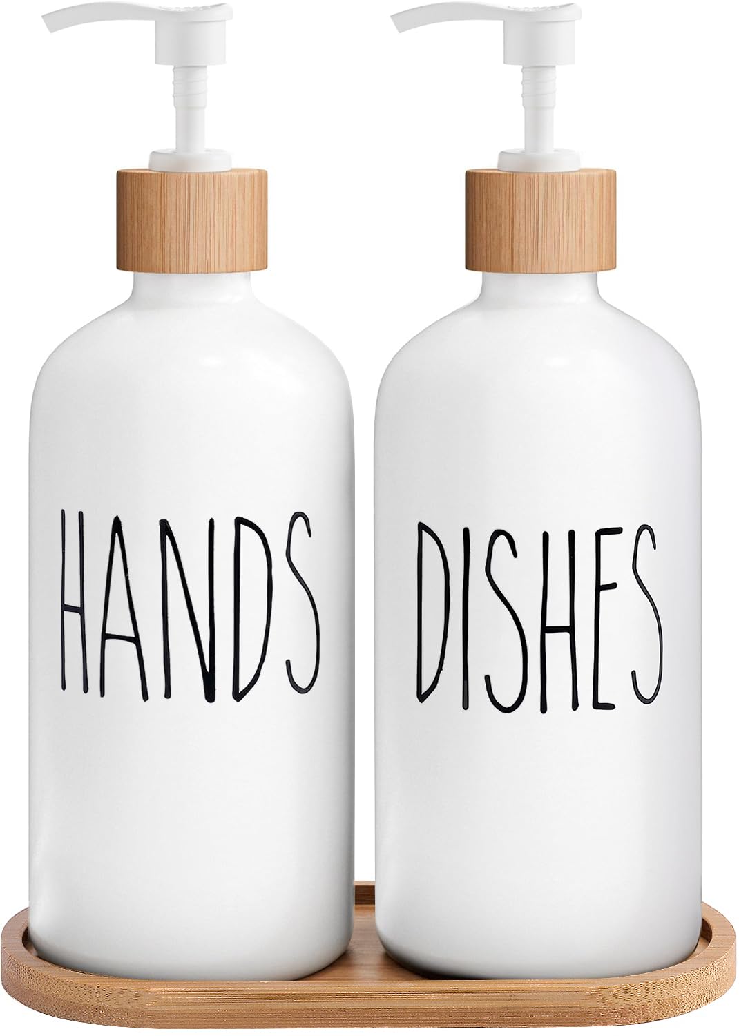 MOMEEMO white hand soap dispenser with pump for easy refills.