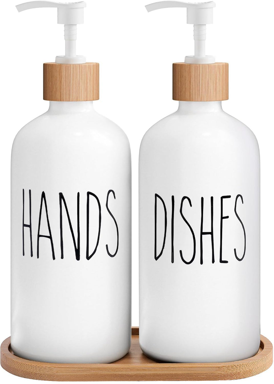 MOMEEMO white hand soap dispenser with pump for easy refills.