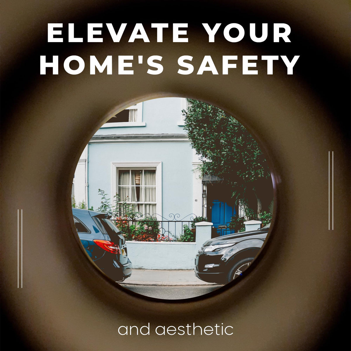 MomsUnited peephole on door enhancing front-door safety and awareness.