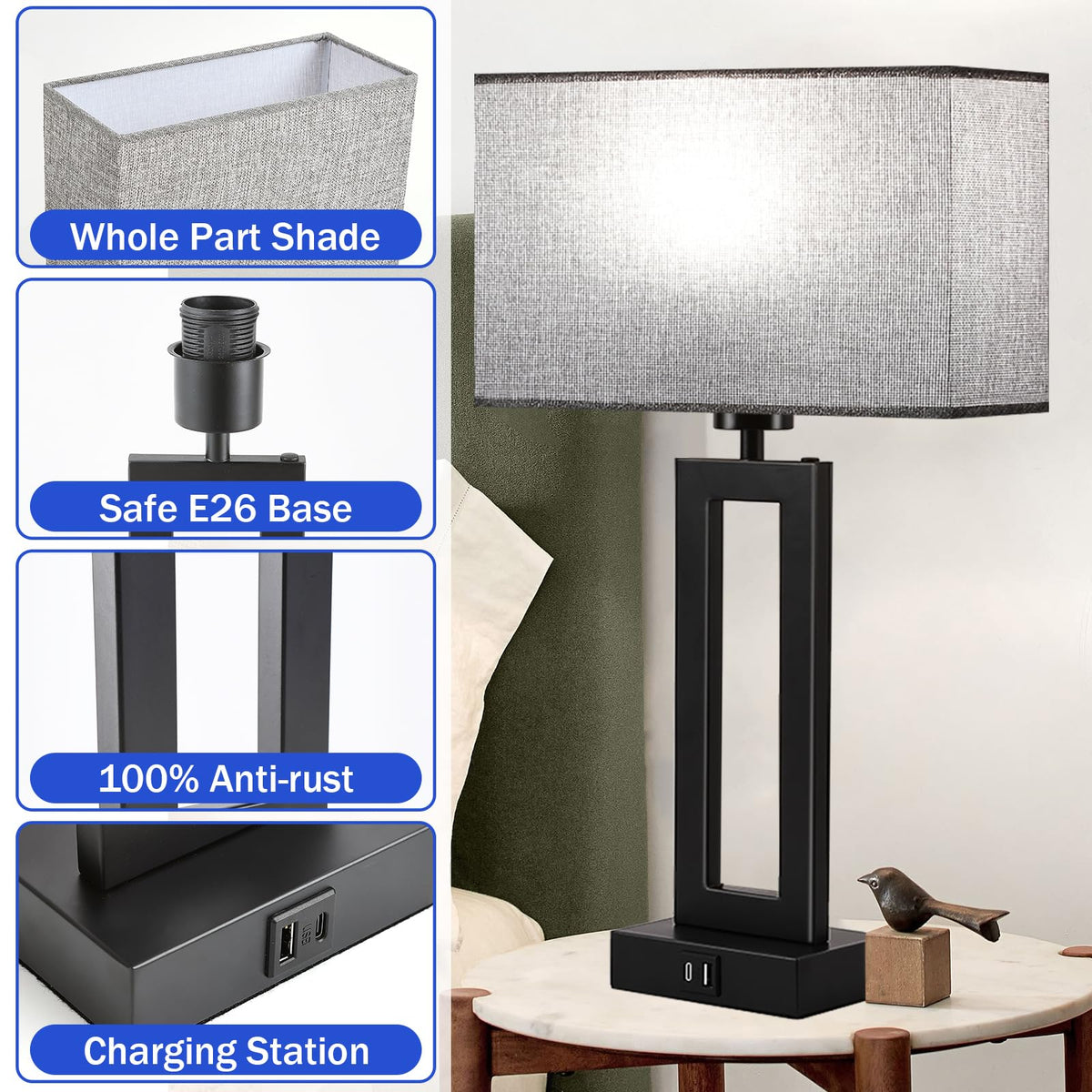 MoMyofdy lamps include LED bulbs delivering 800 lumens and color accuracy