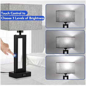 MoMyofdy nightstand lamps showing rectangular fabric shades for a cozy mood