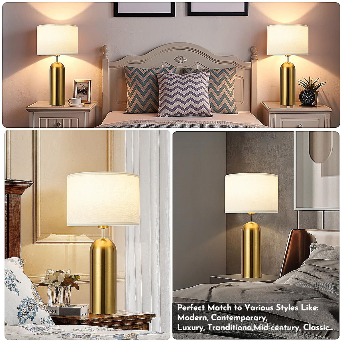 MoMyofdy bedside lamps reduce clutter with built-in charging and dimming.