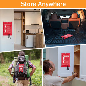 Mondoshop fire blanket car-emergency illustrates portable protection during vehicle fires.