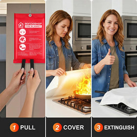 Mondoshop fire blanket for kitchen fires, rapid flame suppression for oil splatters.