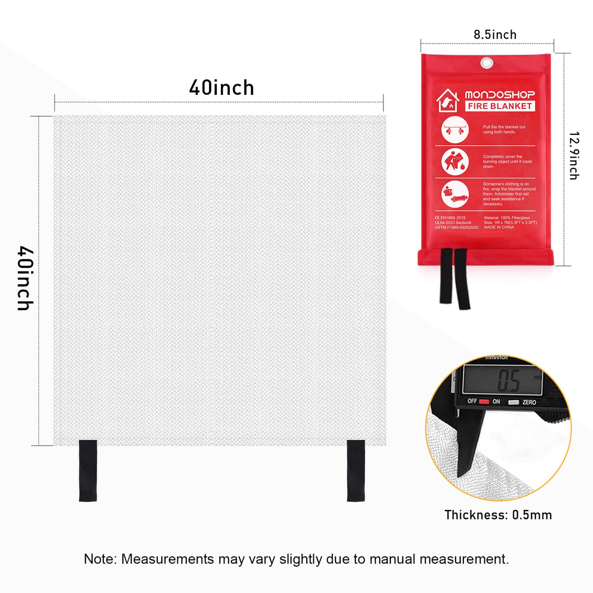 Mondoshop fire blanket kitchen-use demonstrates extinguishing flames near the stove safely.