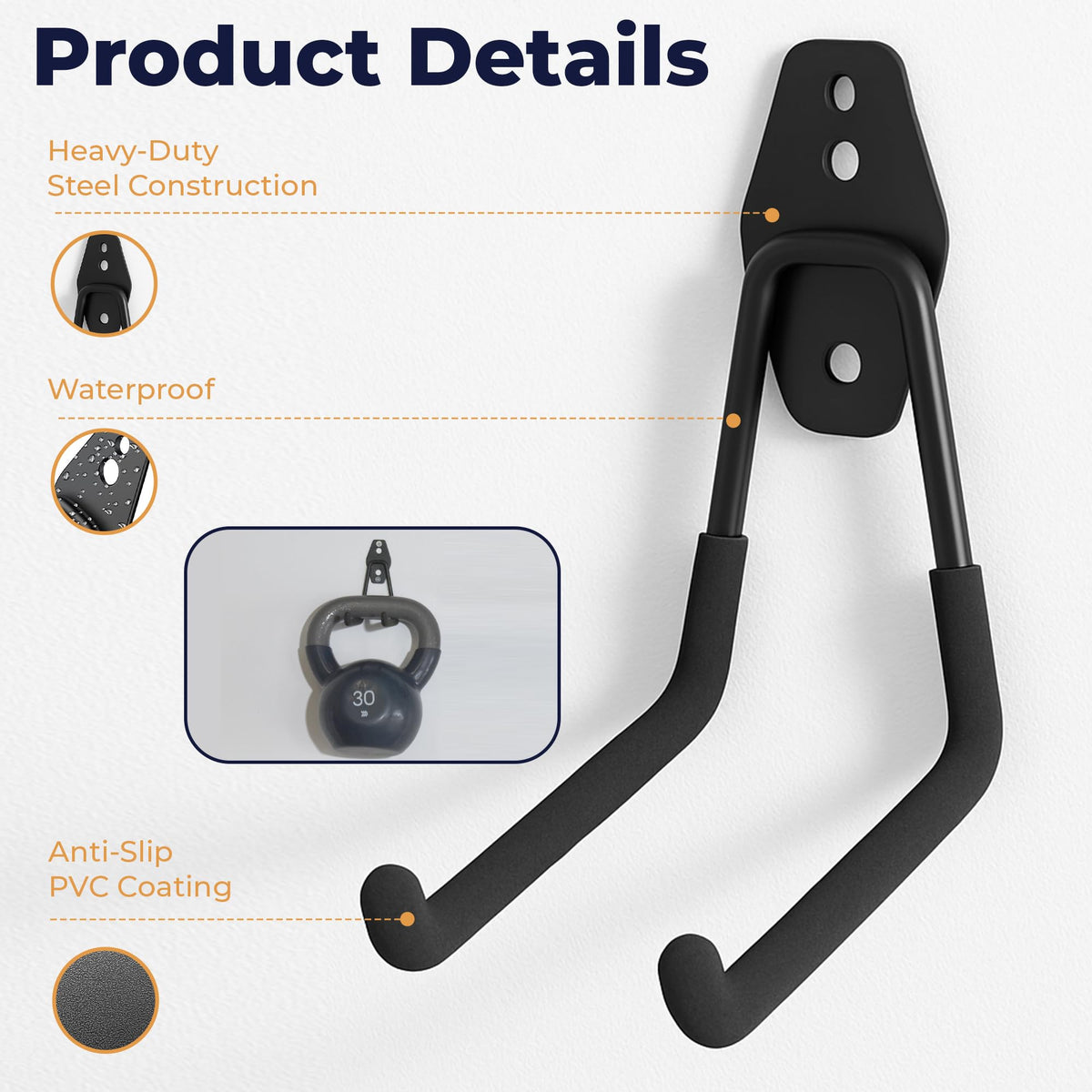 Moneek's Hardware large U hook holds ladders and gear safely