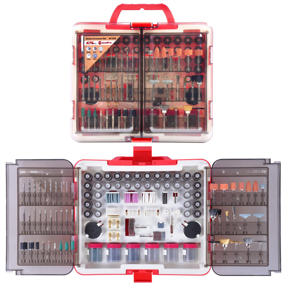 MonoPro 476 PCS rotary tool case showing organized storage for easy access.