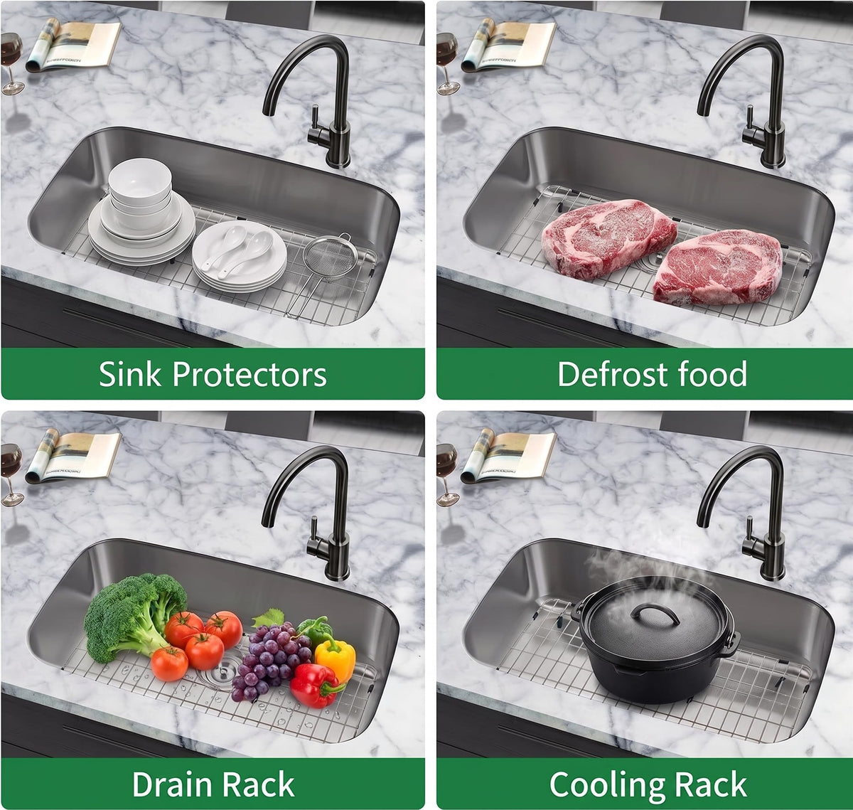 MONSINTA sink grid drying rack keeps glassware dry