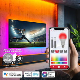 Monster Smart RGB strip 50ft voice control for hands-free operation.