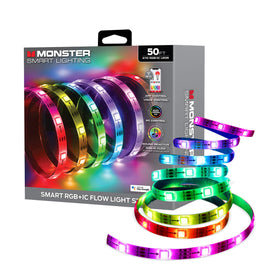 Monster Smart RGB strip 50ft wall mood lighting for immersive ambiance.