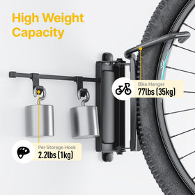 MonTEK rubber-coated contact points protect wheels during wall storage.