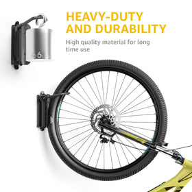 monTEK space-saving bike wall rack neatly organizing a bicycle in a garage