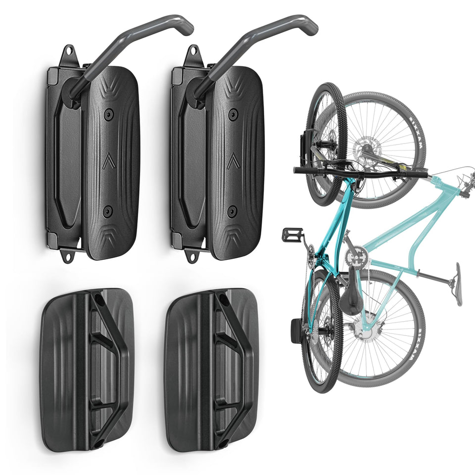 monTEK Swivel Bike Wall Mount 2-pack secures bicycles vertically to save garage space