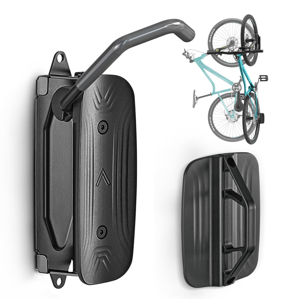 monTEK Swivel Bike Wall Mount holds bike vertically for space-saving storage