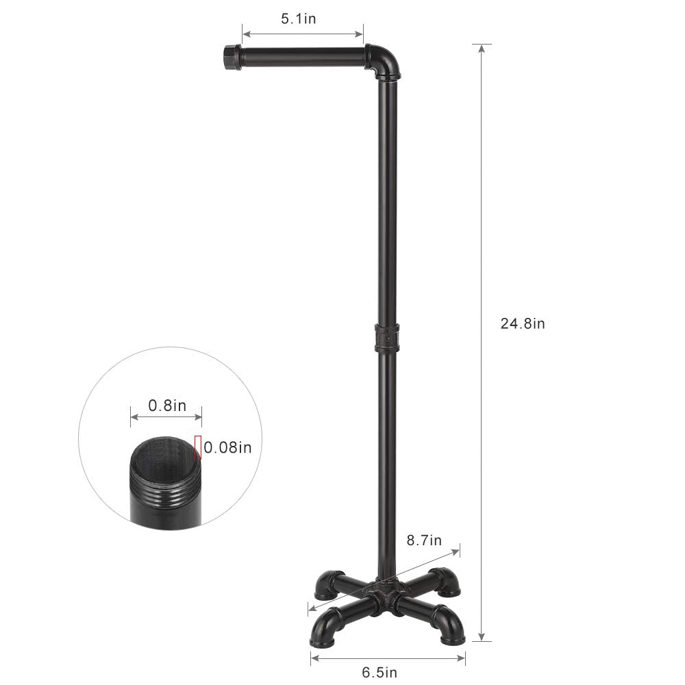 MOOACE toilet paper holder stand black side view with reserve storage