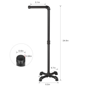 MOOACE toilet paper holder stand black side view with reserve storage