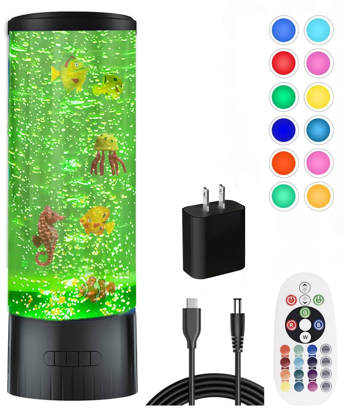 Moodeep desktop bubble tube lamp showing colorful bubbles for calming focus.