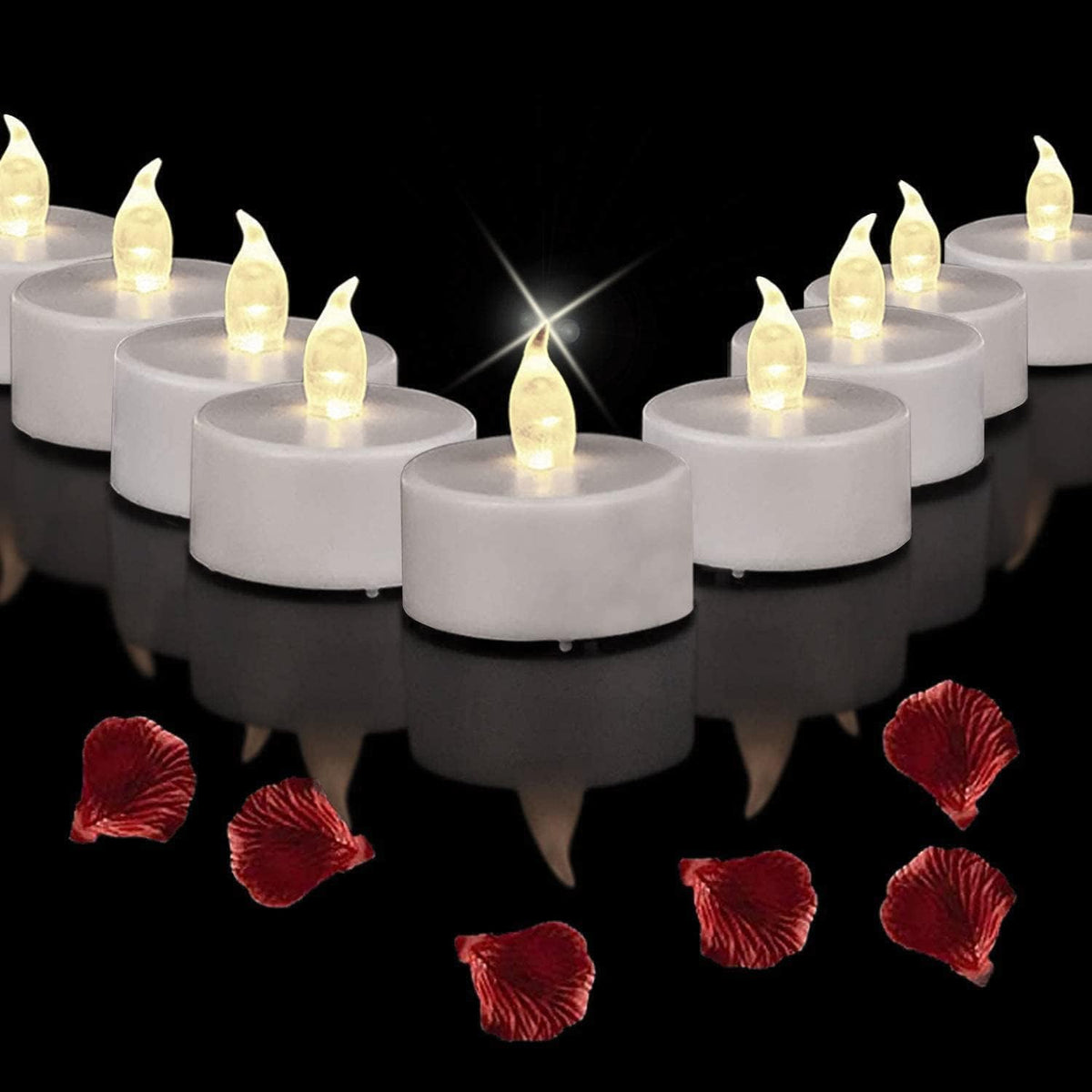 Mookray LED tea lights 100-pack for bulk decor and mood lighting