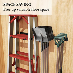 MOOMSINE 2-pack heavy-duty garage hooks for quick tool and chair organization.