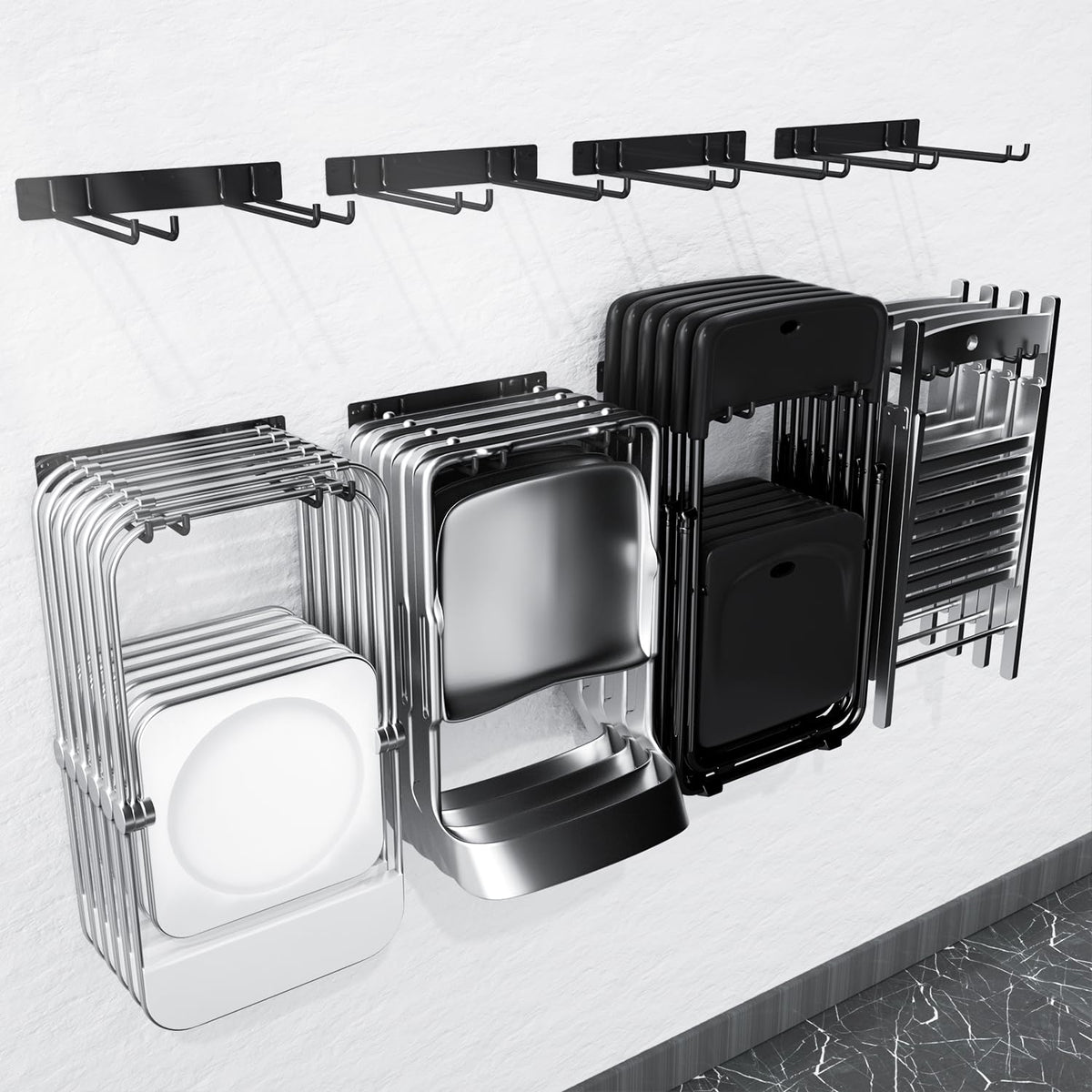 MOOMSINE folding-chair storage wall mount keeps chairs neatly organized for easy access