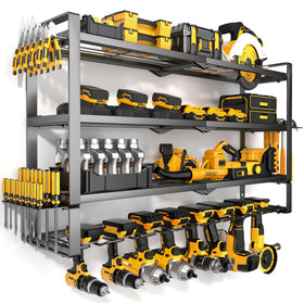 MOOMSINE large power tool organizer back view with four-tier design for organized storage