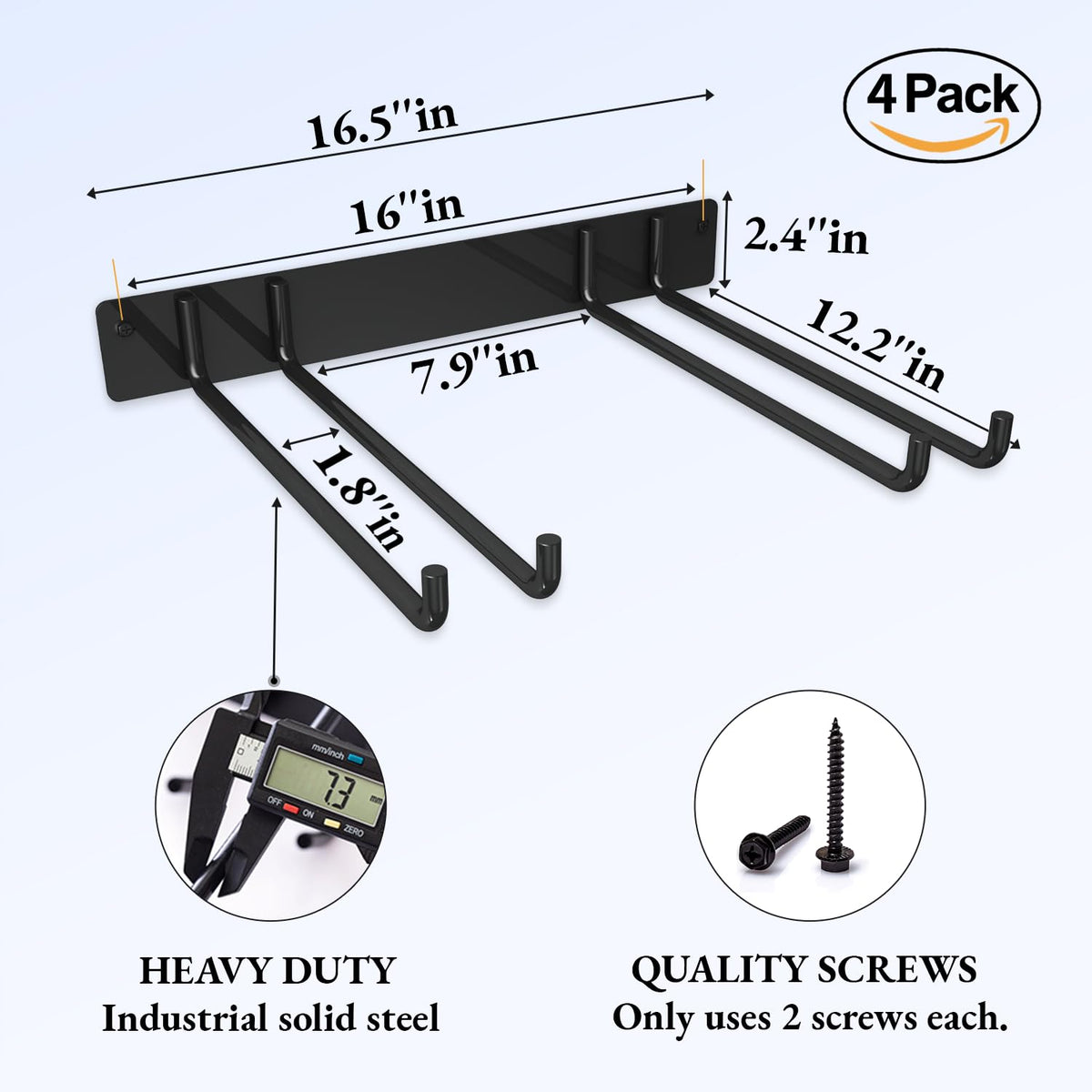 MOOMSINE twelve-inch utility hooks maximize space in garage, shop, or basement