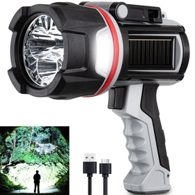MOONASION rechargeable spotlight front view showing powerful 3-LED brightness for night hunts and boating.