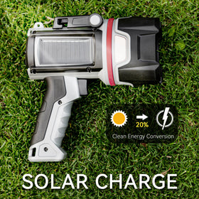 MOONASION USB power bank feature enables charging devices on camping trips.