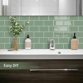MOONFUN green kitchen backsplash in a modern setup for a clean look