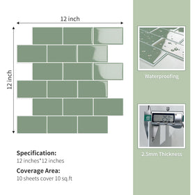 MOONFUN strong adhesive backing ensures a secure bond on green backsplash tiles