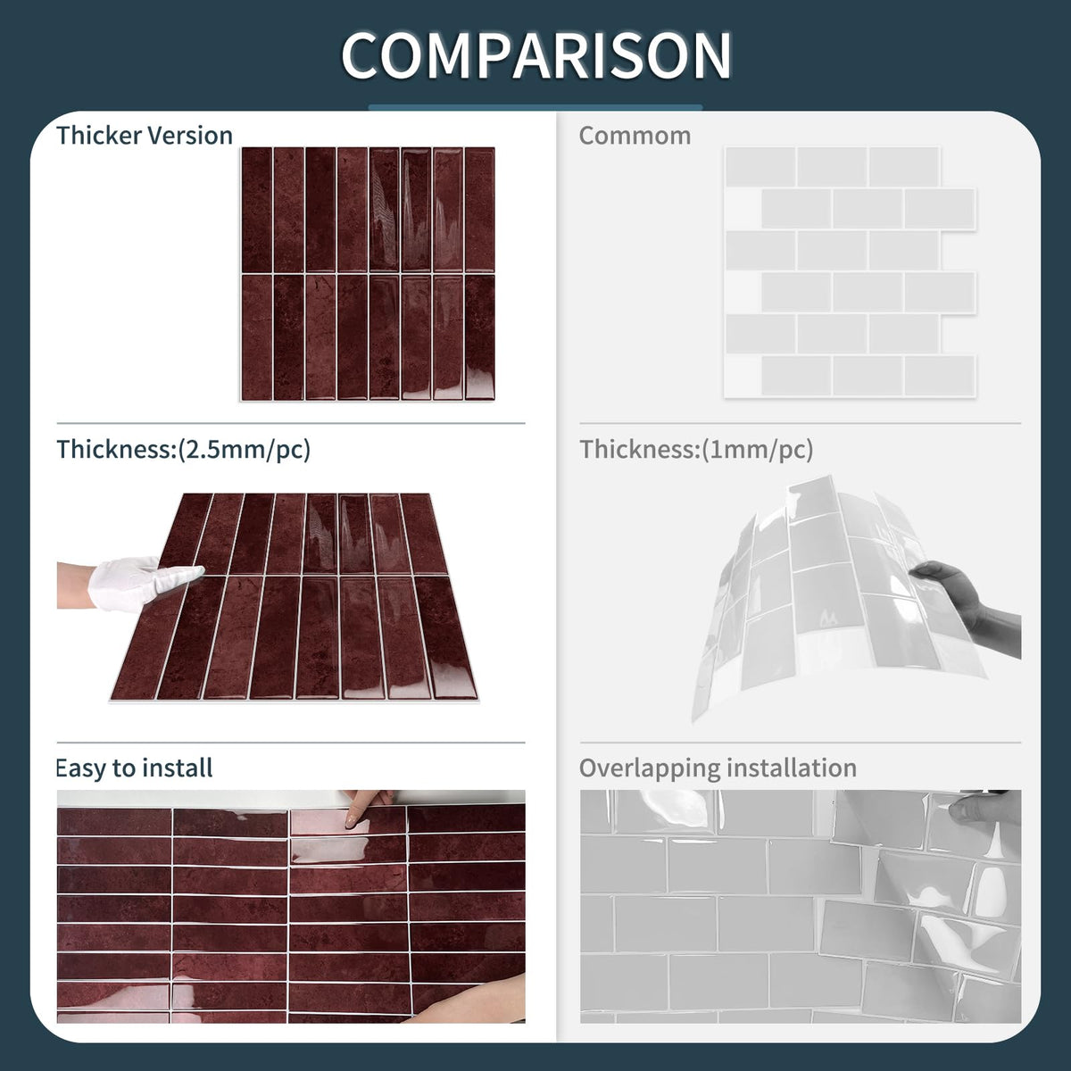 MOONFUN waterproof kitchen bathroom tiles for resilient surfaces