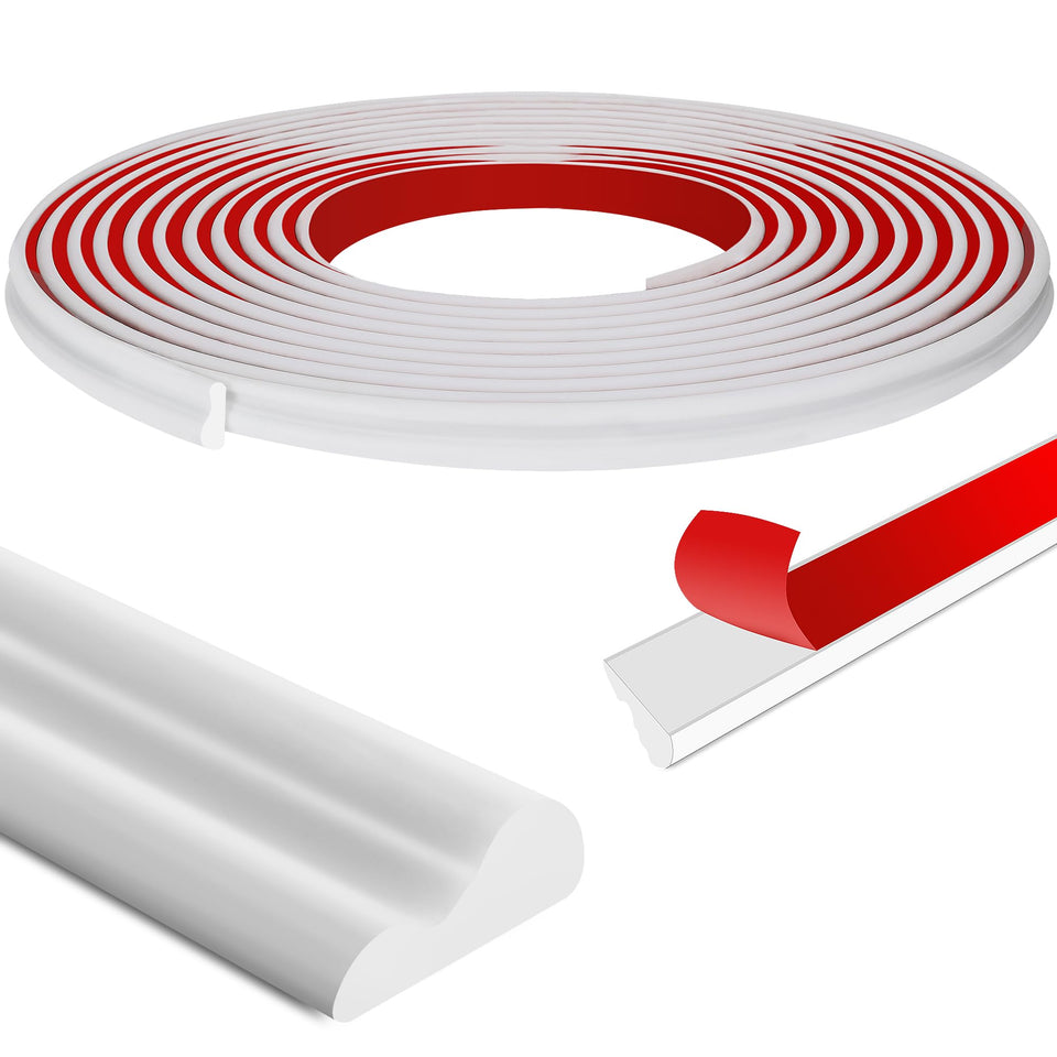 Moonoom 20 ft wall molding with adhesive backing for quick DIY installs.