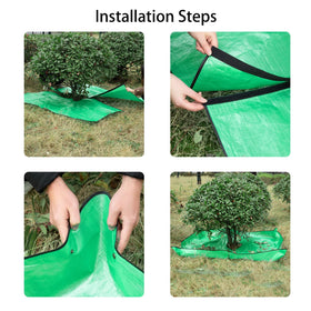 Moonoom tarp catching leaves and trimmings during pruning