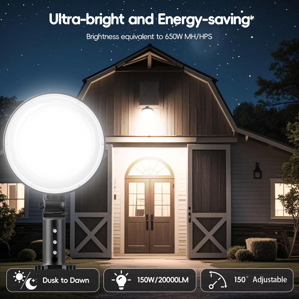 MOONTIP 20000LM 6500K flood light for wide yard illumination