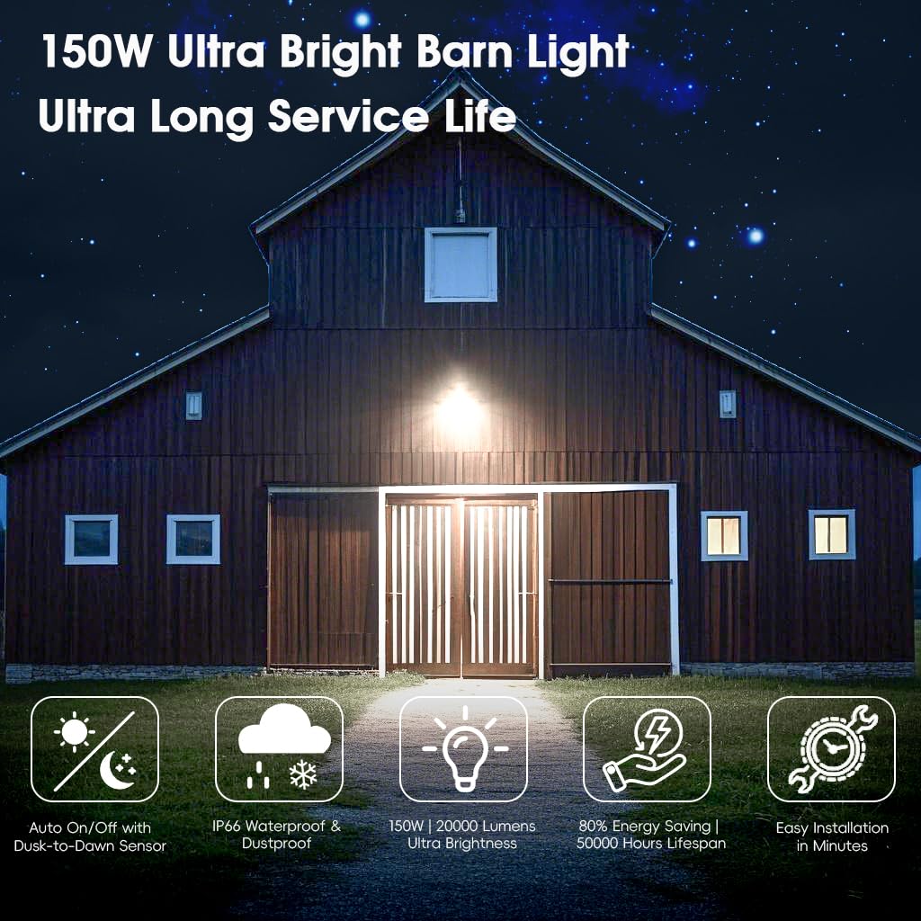 MOONTIP wide coverage light suitable for barns, yards, and driveways