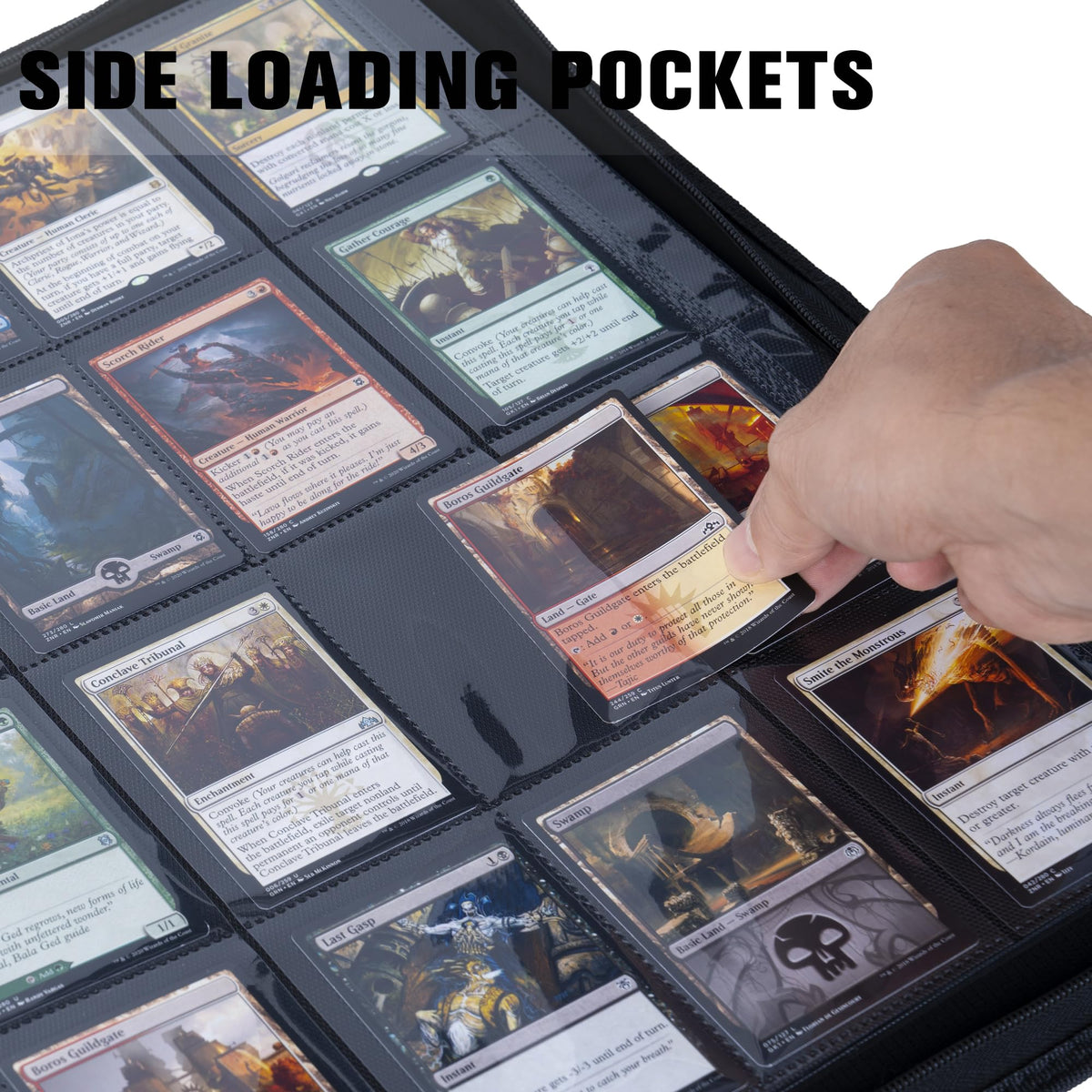 MORABTO binder internal page demonstrates capacity to fit up to 1408 cards.