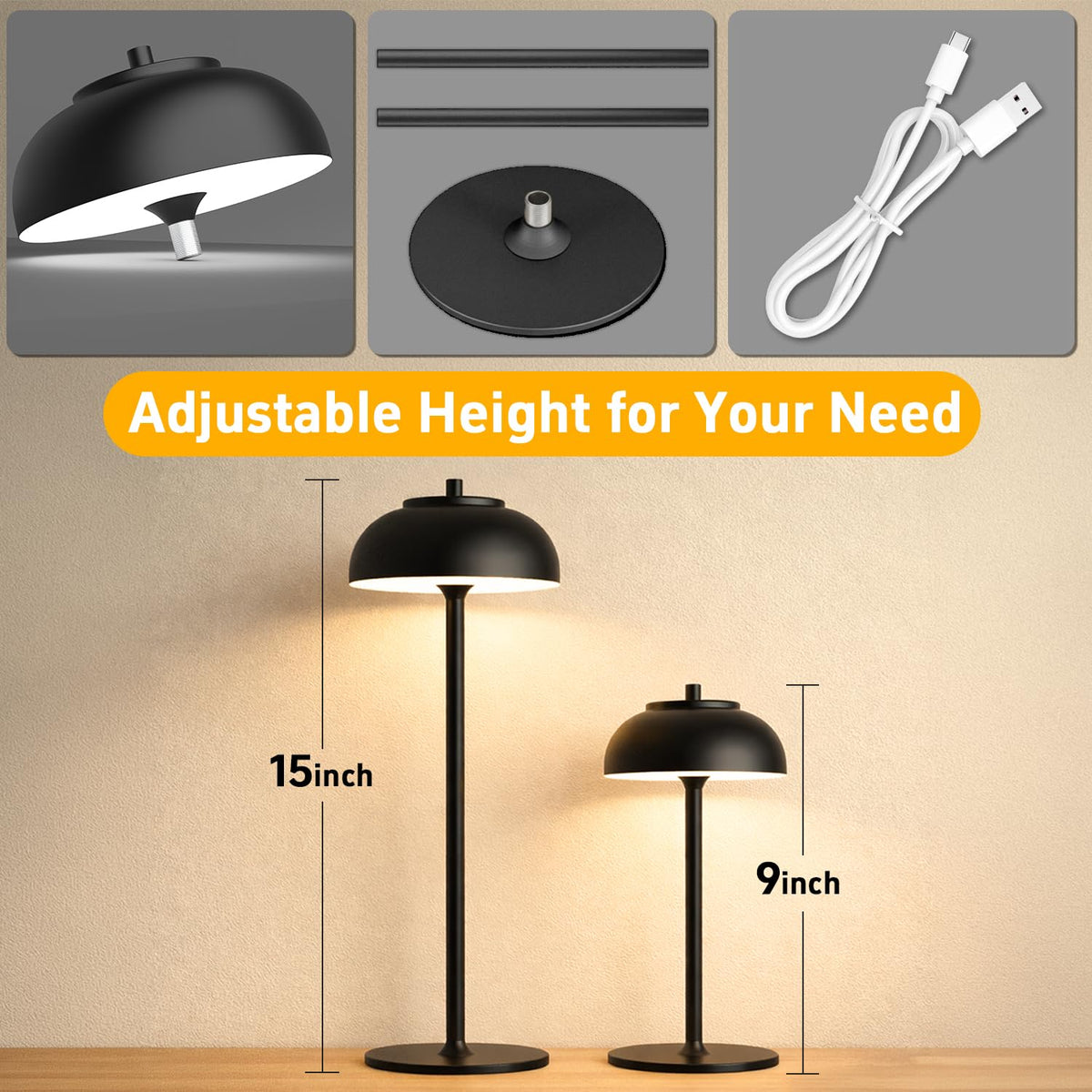 Moragin USB-C charging table lamp stays powered while charging