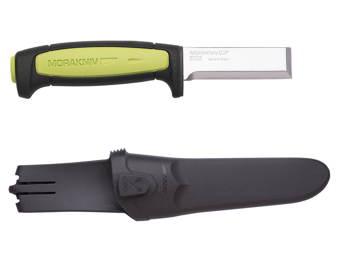 Morakniv Craftline carbon steel blade ready for precise chiseling