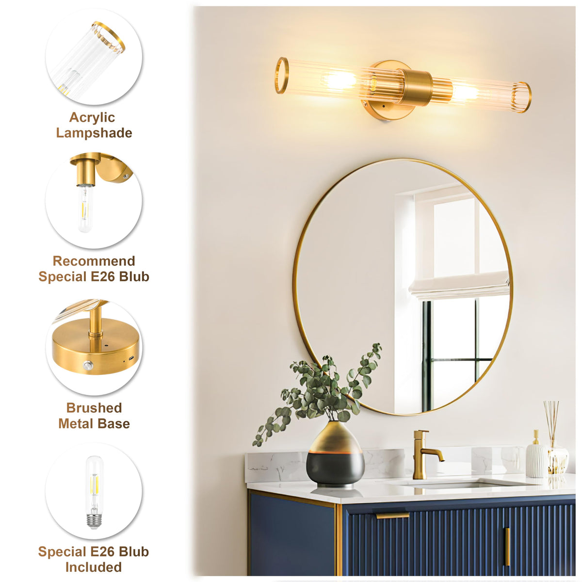 Includes four E26 bulbs for immediate use