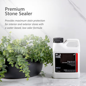 MORE Premium Stone Sealer beads liquids on stone to demonstrate stain resistance