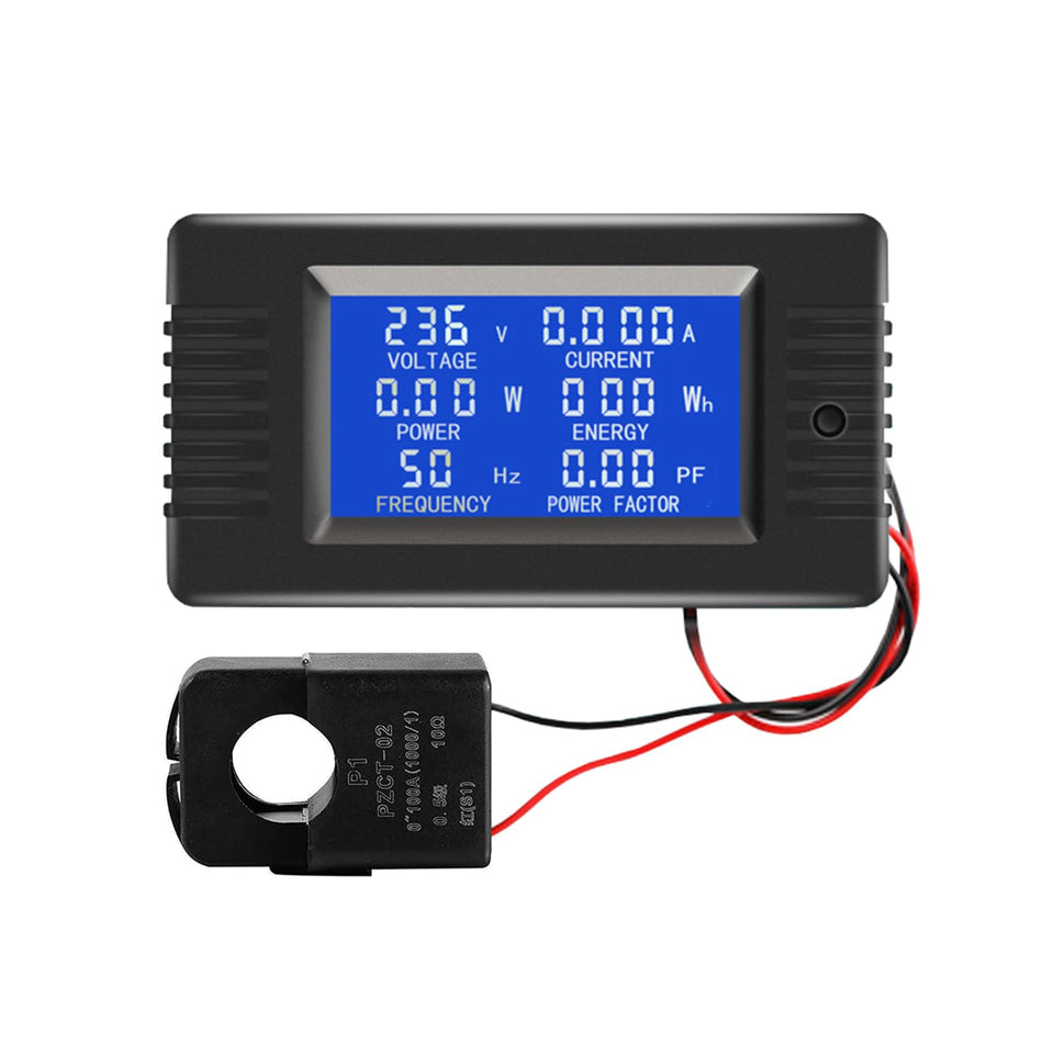 MORNING GROUP AC power monitor front display shows real-time voltage and current