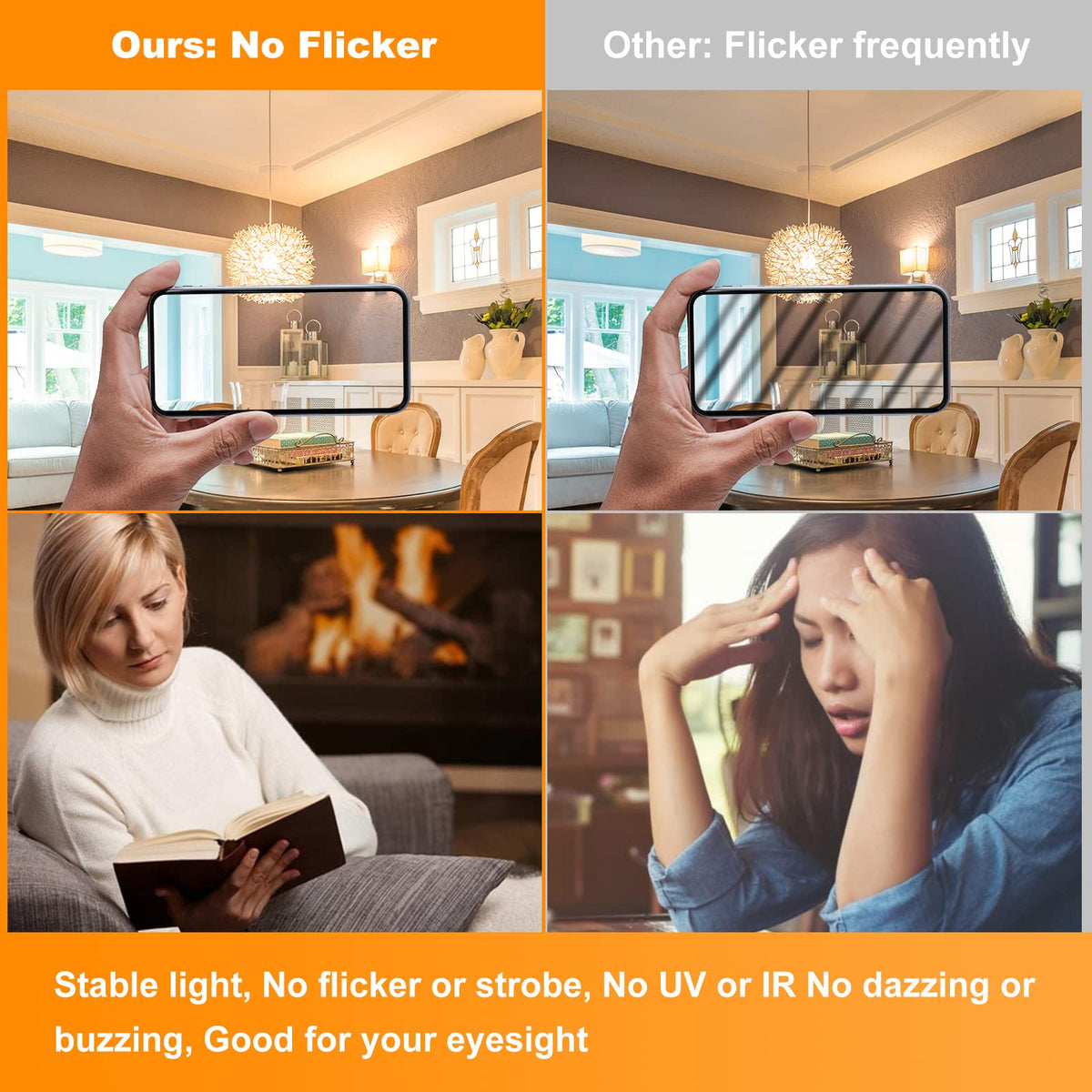 MorningLight A15 emits stable warm white light, reducing flicker and eye strain.