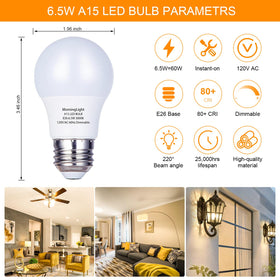 MorningLight A15 dimmable 3000K soft white for adjustable room ambiance.