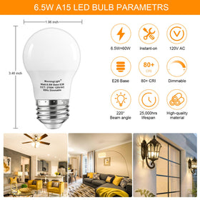 MorningLight A15 bulb dimmable from 10% to 100% for flexible ambiance.