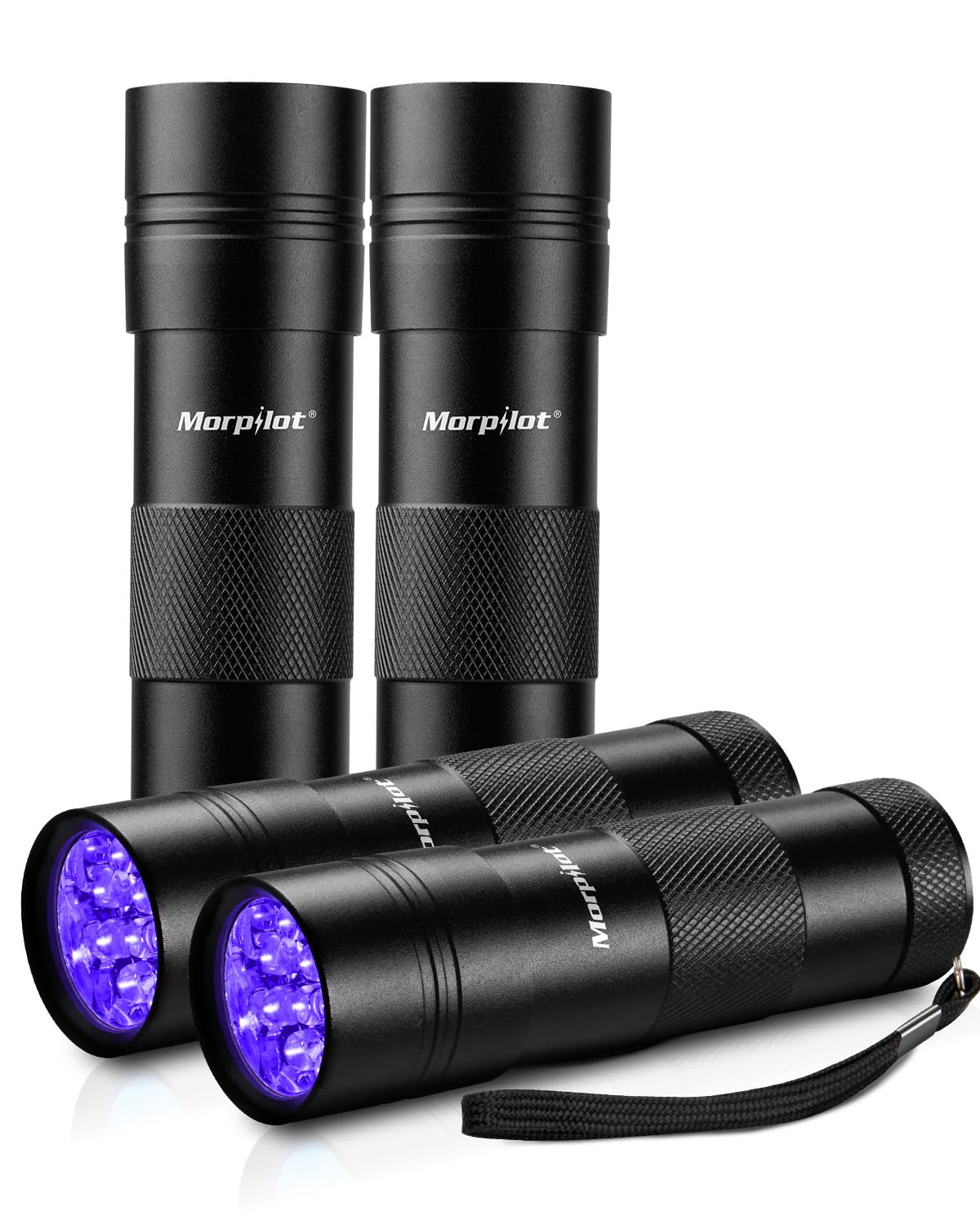 Morpilot UV blacklight flashlight compact 3.7-inch for on-the-go stain detection.