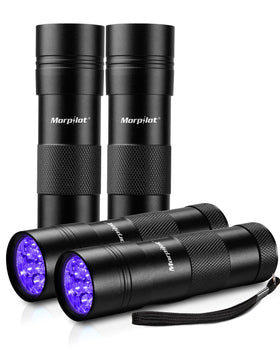 Morpilot UV blacklight flashlight compact 3.7-inch for on-the-go stain detection.