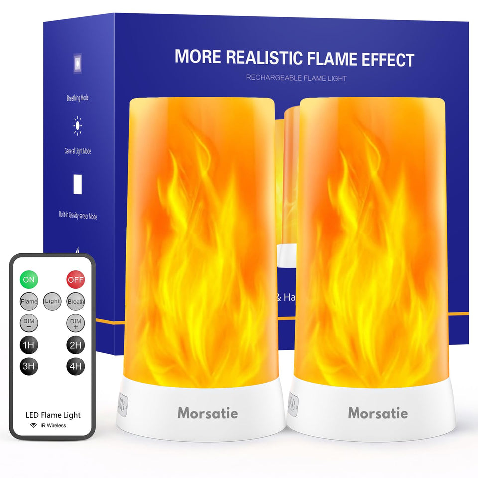 Morsatie upgraded LED flame light with remote control for easy dimming