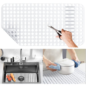 Moryimi large silicone sink mat cut-to-fit for stainless and ceramic sinks.
