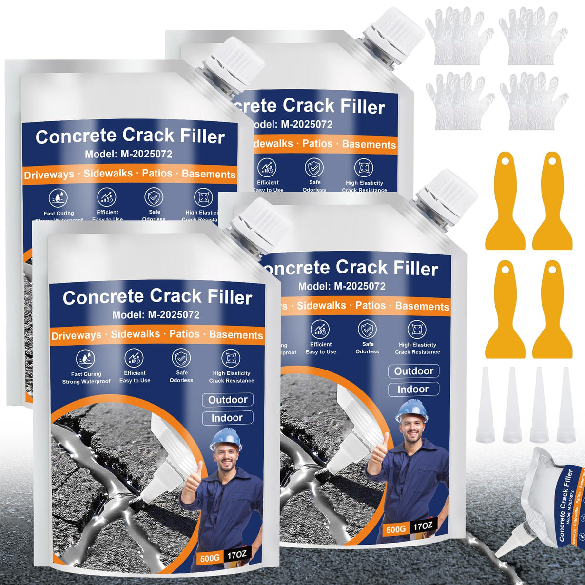 MOSAMNI concrete crack filler bag-open demonstrates ready-to-use formula for quick repairs
